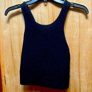 Beyond Yoga dark charcoal gray black long line sports bra. SZ L SOFT BUTTERY